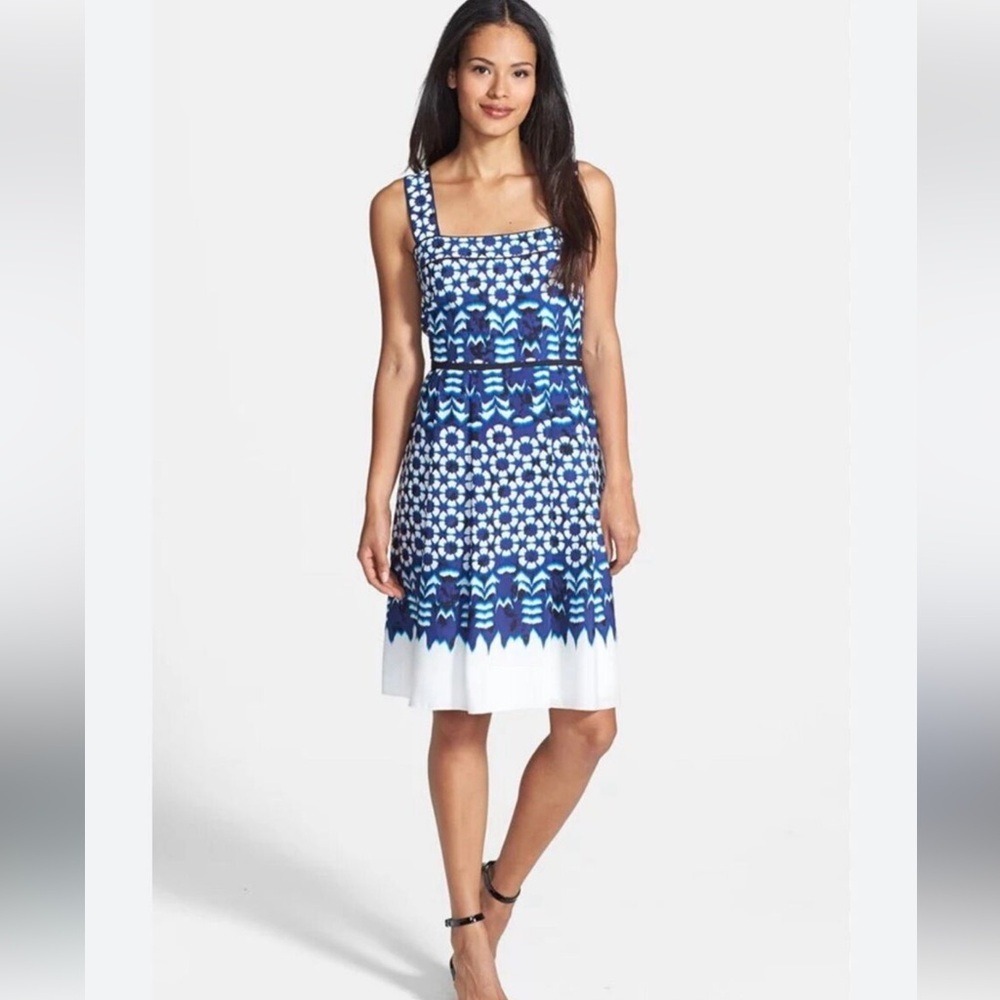 Adrianna Papell Blue and White Dress